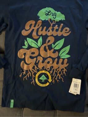 LRG Navy Long-Sleeve 'Hustle & Grow' Graphic Tee